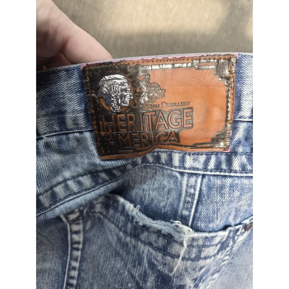 Heritage America Denim Distillery Shorts W50 Bleach Splatter Distressed Denim